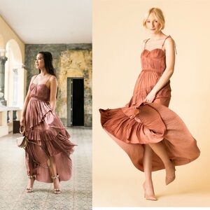 Ulla Johnson Delilah Plisse Matte Satin Midi Dress Size Large